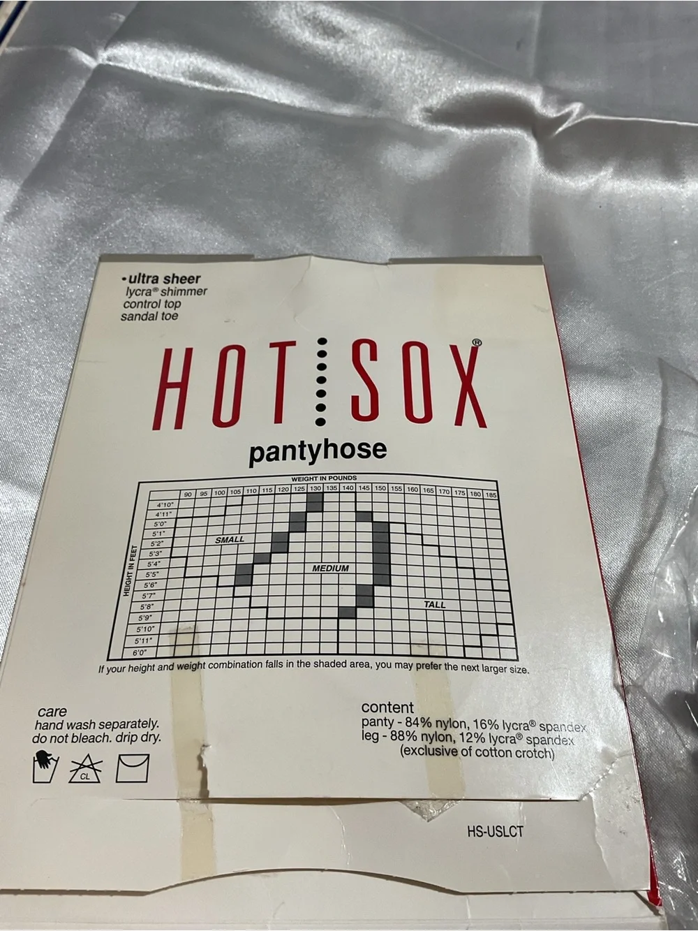 Hot Sox Silver Pantyhose Packaging